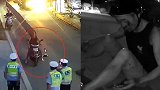 万幸头盔保命！浙江一男子未戴头盔被交警拦下 5分钟后发生车祸