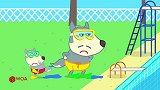 儿童卡通片：小萌娃与爸爸在游泳池里展开大冒险