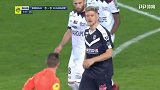 下半场补时第1分钟波尔多球员科内柳斯黄牌