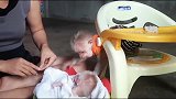 迷你小猴子吃完饭就在小框子里睡着了，完全不用主人操心