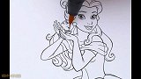 儿童涂色认识颜色：给《美女与野兽》的贝儿公主涂上颜色