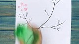 懒人绘画技巧，用塑料瓶瓶底就能画出美丽的樱花