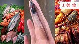 1美食，赶海小姐姐赶海抓到玻璃猫鱼，全身透明