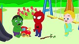 儿童卡通片：小蜘蛛和艾尔莎公主玩星星魔法棒