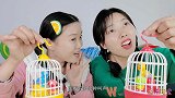 搞怪妹子开箱整蛊，灯光音乐鸟笼假当真，又气又笑太逗了