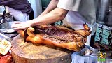 香港美食之烧腊10：烧乳猪一刀一分为二，一边砍做6块任挑任捡