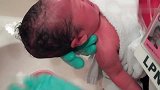 刚出生20分钟的宝宝，第一次洗头记录，一个新生命的开始