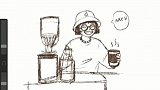 钢笔淡彩绘一张餐车过程