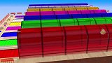启蒙教育 3D动画玩具车彩色水池里染色 学习颜色