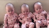 家有龙凤三胞胎，看三个宝宝哪个最胖，老二每次最好动了