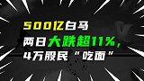 500亿白马两日大跌超11%，4万股民“吃面”