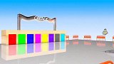 启蒙教育 3D动画儿童玩具车穿越飞轮转盘染色 趣味学习颜色