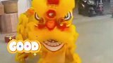 俩男孩舞狮为爷爷祝寿