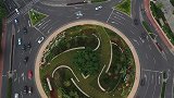 航拍济南历阳大街的转盘路口，高看俯瞰宛如一个写轮眼