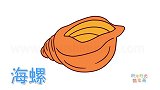 动物简笔画大全，画橙色的海螺简笔画
