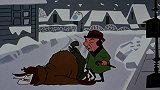 交警对狗狗产生疑惑，还好利用大雪进行伪装，没有发现问题