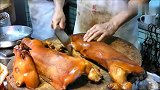香港烧腊美食，师傅刀开烧乳猪和烧鸭！