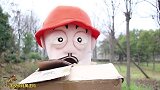熊出没真人版：李老板过生日，没想光头强却送顶“绿帽子”，真逗