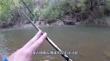 男子野外钓到大鱼很兴奋，解鱼钩时才发现不对劲，赶忙放生大鱼！