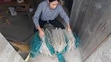 百米长笼被巨浪卷上岸，妹子拉起来一看乐坏了，疯狂抢收了半小时