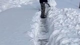 为让儿媳顺利上班，公婆挖出一条雪路