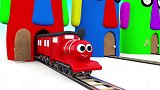 启蒙教育 3D动画巨人像里的彩色小火车 趣味学习颜色
