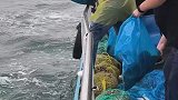 大爷大妈海上放生，一袋接一袋场面壮观