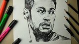 这是高人！外国网友展示素描内马尔画像 这手也太巧了