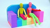 DIY手工，太空沙制作彩色的超人和沙发