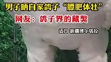 男子晒自家养殖的鸽子膘肥体壮