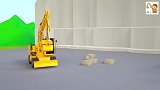 车车儿童动画片，挖掘机、翻斗卡车修理城市列车铁轨