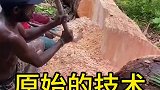 没想到印度还在用原始伐木的技术干活