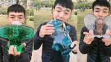 穿着羽绒服吃冰做成的飞机偷心凉