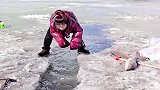 河里化冰了，美女徒手去逮鱼，一会功夫就收获不少！