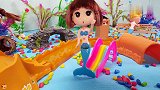 小美人鱼公主和朋友们在海底世界游乐场玩捉迷藏，一起买冰激凌