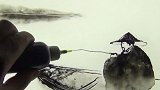 牛人！浙江男子钻研八年水中作画，现在两三分钟就能画一副水墨画