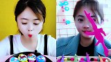 美女直播吃彩色帽子巧克力，彩色枪械巧克力，我向往的生活