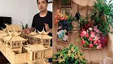 男子花45天用5200根筷子搭建古建筑模型：亭台楼阁美轮美奂