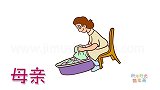 人物简笔画大全，画在洗衣服的母亲简笔画