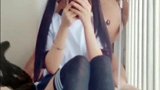 双马尾的小姐姐，搭配上黑色学生袜，宅男都看呆了