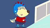 儿童动画：沃尔夫一家来到溜冰场，沃尔夫摔得七荤八素！