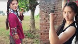 90后萝莉脸美女自学武术能飞檐走壁，秀肌肉露出二头肌