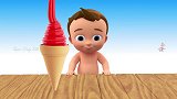 启蒙教育 3D动画小男孩开心的吃着彩色冰淇淋  趣味学习颜色