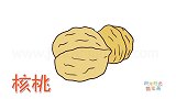 水果简笔画大全，画两个核桃简笔画