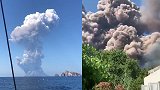 意大利斯特龙博利火山爆发 火山灰形成巨大蘑菇云直冲云霄