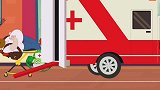 搞笑动画：疯狂大叔吃汉堡撑晕了，被樱桃炸弹和向日葵护士给救了