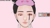 手绘定格动画，女孩早起美妆，单眼皮女生化妆技巧！