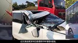国产车追尾货车，A柱断裂，气囊却一个也没弹出，可见其质量！