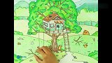 手绘定格动画：清理树屋，小男孩玩得好开心