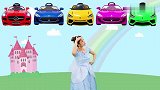 迪士尼公主角色大集合！汽车颜色对对碰简单英语教学游戏-基尼